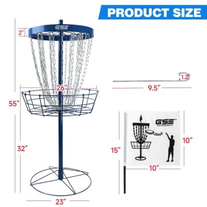 Lawn Games |  Professional Portable 24-Chain Disc Golf Targets Basket, PRO Disc Golf Practice Goal Baskets Lawn Games Lawn Games