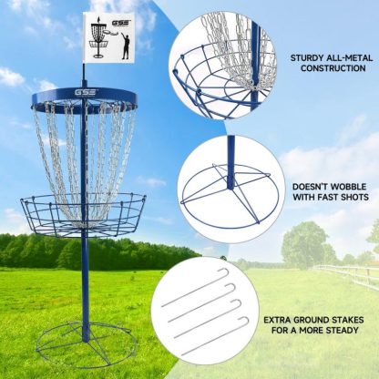 Lawn Games |  Professional Portable 24-Chain Disc Golf Targets Basket, PRO Disc Golf Practice Goal Baskets Lawn Games Lawn Games