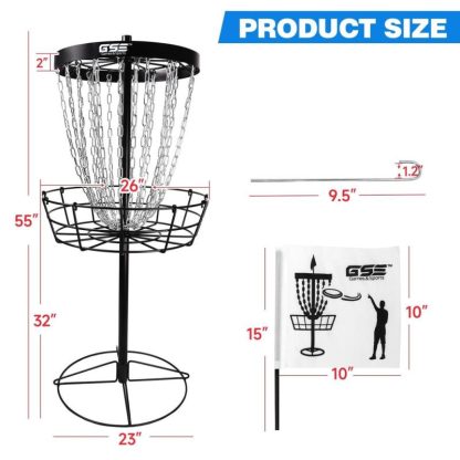 Lawn Games |  Professional Portable 24-Chain Disc Golf Targets Basket, PRO Disc Golf Practice Goal Baskets Lawn Games Lawn Games