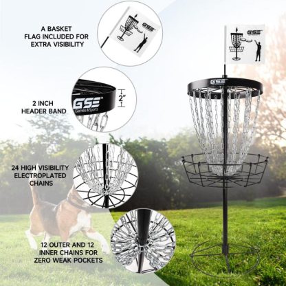 Lawn Games |  Professional Portable 24-Chain Disc Golf Targets Basket, PRO Disc Golf Practice Goal Baskets Lawn Games Lawn Games