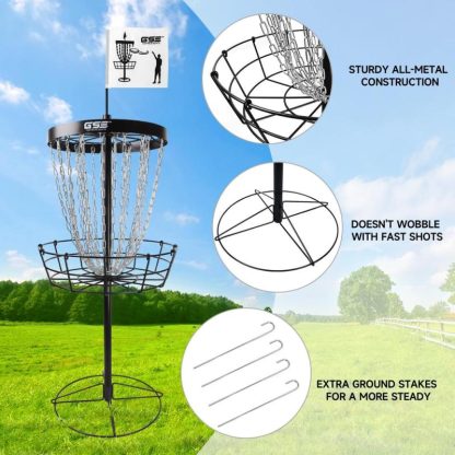 Lawn Games |  Professional Portable 24-Chain Disc Golf Targets Basket, PRO Disc Golf Practice Goal Baskets Lawn Games Lawn Games