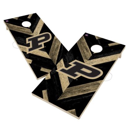 Lawn Games |  Purdue University Boilermakers Cornhole Board Set – Herringbone Design Lawn Games Lawn Games