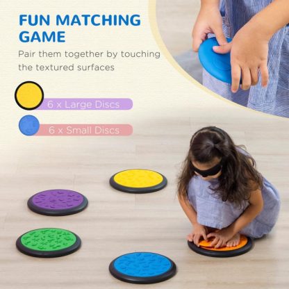 Lawn Games |  Qaba Blindfolded and Barefoot Tactile Discs, Sensory Discs for Kids, Sensory Toy Matching Game, Early Learning Toy for Ages 3-8 Lawn Games Blue