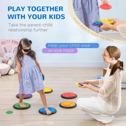 Lawn Games |  Qaba Blindfolded and Barefoot Tactile Discs, Sensory Discs for Kids, Sensory Toy Matching Game, Early Learning Toy for Ages 3-8 Lawn Games Blue