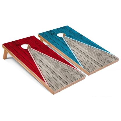 Lawn Games |  Red and Turquoise Pyramid Outdoor Cornhole Set Lawn Games Lawn Games