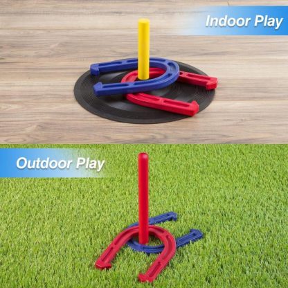 Lawn Games |  Rubber Horseshoe Game Set for Kids & Adults. Horseshoe Throwing Game for Indoor and Outdoor Playing – Rubber Horseshoe Set Lawn Games Lawn Games