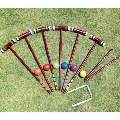 Lawn Games |  Six Player Deluxe Croquet Set with Wooden Mallets Lawn Games Lawn Games