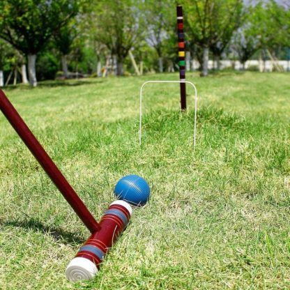 Lawn Games |  Six Player Deluxe Croquet Set with Wooden Mallets Lawn Games Lawn Games