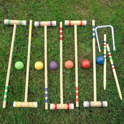 Lawn Games |  Six Player Deluxe Croquet Set with Wooden Mallets Lawn Games Lawn Games