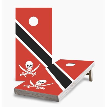 Lawn Games |  Skull and Sword with Stripes Cornhole Game (Choose Wraps or Boards) Lawn Games Lawn Games