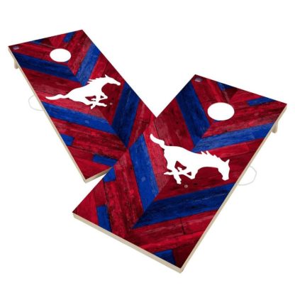 Lawn Games |  Southern Methodist University Mustangs SMU Cornhole Board Set – Herringbone Design Lawn Games Lawn Games