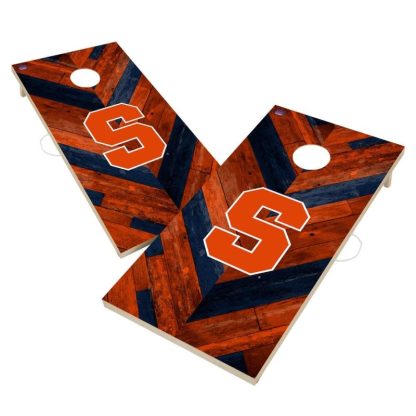 Lawn Games |  Syracuse University Orange Cornhole Board Set – Herringbone Design Lawn Games Lawn Games