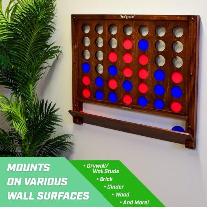 Lawn Games |  Wall Mounted Giant 4 in a Row Game | Jumbo 4 Connect Family Fun with Coins Lawn Games Black