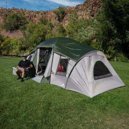 Outdoor Play |  10-Person Vacation Tent, with Shade Awning Outdoor Play Green