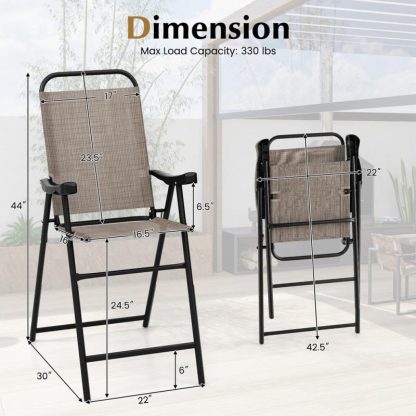 Outdoor Play |  2 PCS Patio Bar Chair Folding Bar Height Metal Frame with Footrest Outdoor Play Outdoor Play