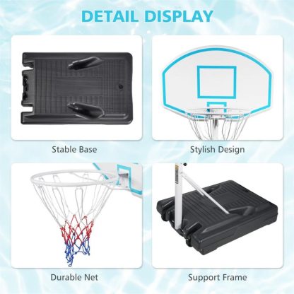 Outdoor Play |  3.1-4.7ft Outdoor Portable Poolside Swimming Pool Basketball Hoop System Outdoor Play Outdoor Play