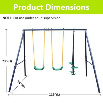 Outdoor Play |  3-in-1 Outdoor Playground Equipment Kids Swing Sets w/Swings & Glider Outdoor Play Outdoor Play