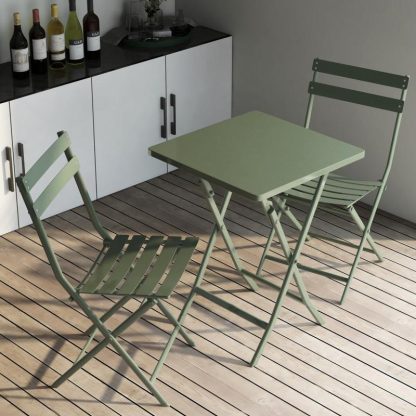 Outdoor Play |  3-Piece Foldable Patio Bistro Set with Square Table and Chairs – Sturdy Metal Construction, Easy Setup, Space-Saving Design Outdoor Play Outdoor Play