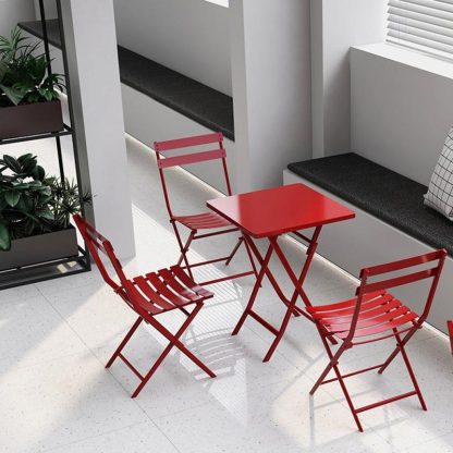 Outdoor Play |  3-Piece Foldable Patio Bistro Set with Square Table and Chairs – Sturdy Metal Construction, Easy Setup, Space-Saving Design Outdoor Play Outdoor Play