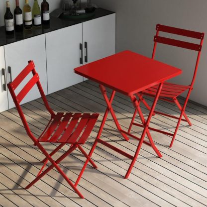 Outdoor Play |  3-Piece Foldable Patio Bistro Set with Square Table and Chairs – Sturdy Metal Construction, Easy Setup, Space-Saving Design Outdoor Play Outdoor Play