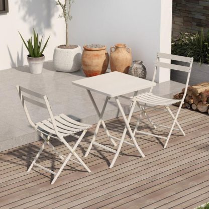 Outdoor Play |  3-Piece Foldable Patio Bistro Set with Square Table and Chairs – Sturdy Metal Construction, Easy Setup, Space-Saving Design Outdoor Play Outdoor Play