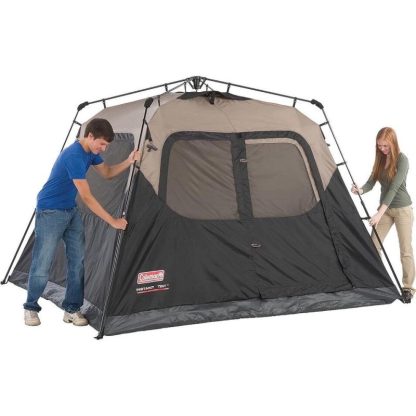 Outdoor Play |  4 Person Camping Tent with Instant Setup, Double-Thick Fabric Tent Outdoor Play ‎Brown-Black