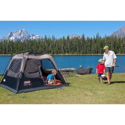 Outdoor Play |  4 Person Camping Tent with Instant Setup, Double-Thick Fabric Tent Outdoor Play ‎Brown-Black