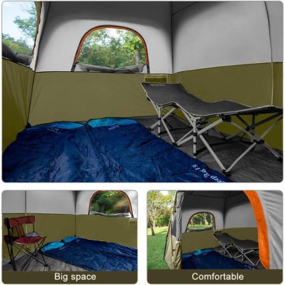 Outdoor Play |  6-Person Double Layer Portable Camping Tent with Top Rainfly, 4 Large Mesh Window & Carry Bag – 11ft×7ft Outdoor Play Brown/Blue/Dark Green/Green/Olive/Red/Sky Blue