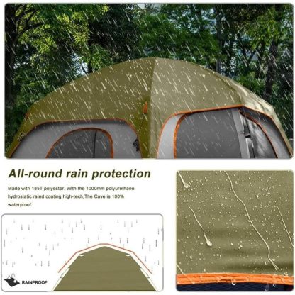 Outdoor Play |  6-Person Double Layer Portable Camping Tent with Top Rainfly, 4 Large Mesh Window & Carry Bag – 11ft×7ft Outdoor Play Brown/Blue/Dark Green/Green/Olive/Red/Sky Blue