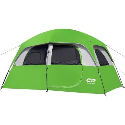 Outdoor Play |  6-Person Double Layer Portable Camping Tent with Top Rainfly, 4 Large Mesh Window & Carry Bag – 11ft×7ft Outdoor Play Brown/Blue/Dark Green/Green/Olive/Red/Sky Blue