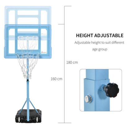 Outdoor Play |  63″ – 70.75″ H Adjustable Basketball Hoop and Base with Reinforced Rim & Net & Wheeled Water/Sand Base, Blue Outdoor Play Outdoor Play