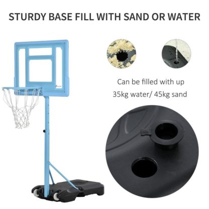 Outdoor Play |  63″ – 70.75″ H Adjustable Basketball Hoop and Base with Reinforced Rim & Net & Wheeled Water/Sand Base, Blue Outdoor Play Outdoor Play