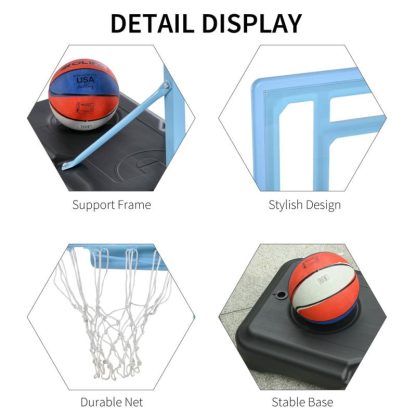 Outdoor Play |  63″ – 70.75″ H Adjustable Basketball Hoop and Base with Reinforced Rim & Net & Wheeled Water/Sand Base, Blue Outdoor Play Outdoor Play