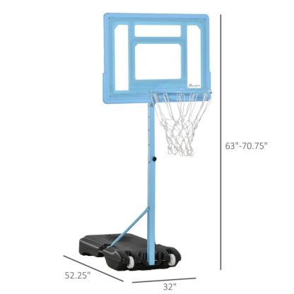 Outdoor Play |  63″ – 70.75″ H Adjustable Basketball Hoop and Base with Reinforced Rim & Net & Wheeled Water/Sand Base, Blue Outdoor Play Outdoor Play