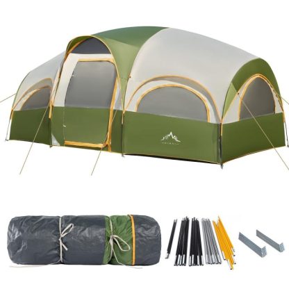 Outdoor Play |  8 Person Tent for Camping, Waterproof Family Tent with Rainfly, Divided Curtain Design for Privacy Space, Portable w/ Carry Bag Outdoor Play Outdoor Play