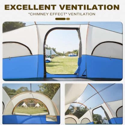 Outdoor Play |  8 Person Tent for Camping, Waterproof Family Tent with Rainfly, Divided Curtain Design for Privacy Space, Portable w/ Carry Bag Outdoor Play Outdoor Play