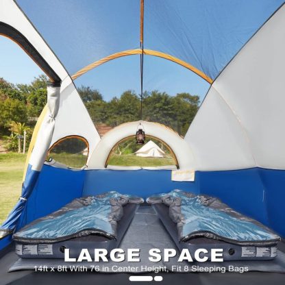 Outdoor Play |  8 Person Tent for Camping, Waterproof Family Tent with Rainfly, Divided Curtain Design for Privacy Space, Portable w/ Carry Bag Outdoor Play Outdoor Play