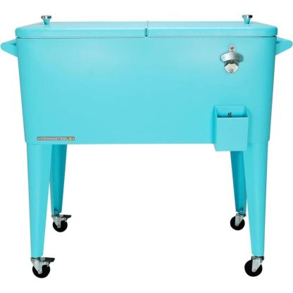 Outdoor Play |  80-Qt Classic Outdoor Rolling Patio Cooler with Wheels, Turquoise Outdoor Play Outdoor Play