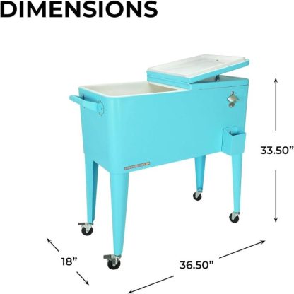 Outdoor Play |  80-Qt Classic Outdoor Rolling Patio Cooler with Wheels, Turquoise Outdoor Play Outdoor Play