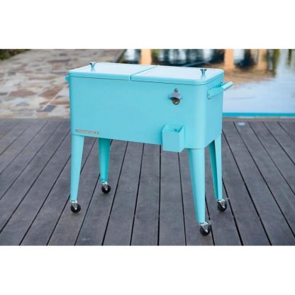 Outdoor Play |  80-Qt Classic Outdoor Rolling Patio Cooler with Wheels, Turquoise Outdoor Play Outdoor Play