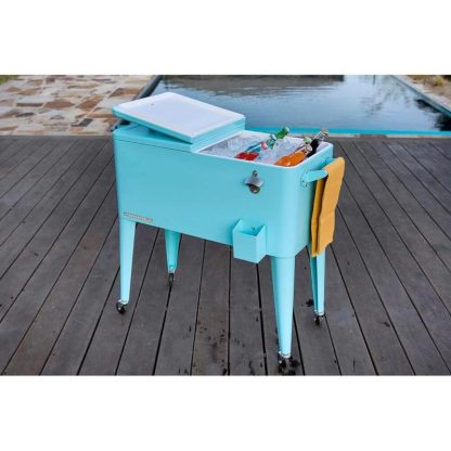 Outdoor Play |  80-Qt Classic Outdoor Rolling Patio Cooler with Wheels, Turquoise Outdoor Play Outdoor Play