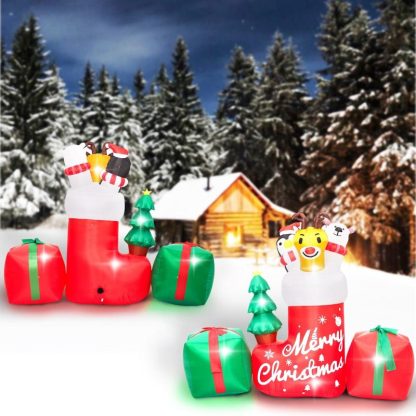 Outdoor Play |  8FT Christmas Inflatable Outdoor Decoration,Inflatable Animal in Xmas Stocking Outdoor Play Outdoor Play