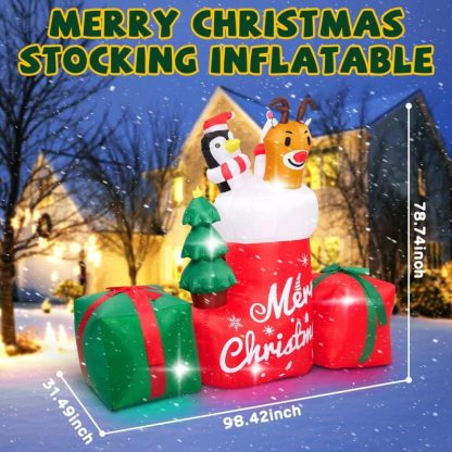 Outdoor Play |  8FT Christmas Inflatable Outdoor Decoration,Inflatable Animal in Xmas Stocking Outdoor Play Outdoor Play