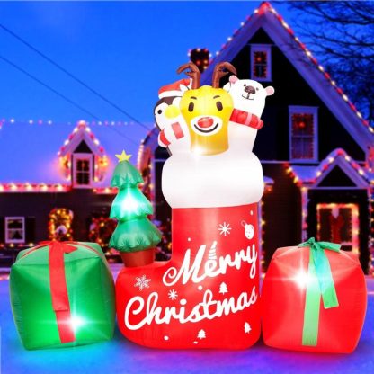 Outdoor Play |  8FT Christmas Inflatable Outdoor Decoration,Inflatable Animal in Xmas Stocking Outdoor Play Outdoor Play