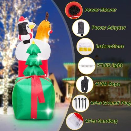 Outdoor Play |  8FT Christmas Inflatable Outdoor Decoration,Inflatable Animal in Xmas Stocking Outdoor Play Outdoor Play