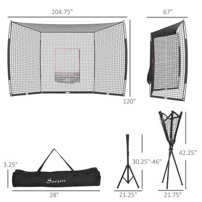 Outdoor Play |  Baseball Net with Strike Zone, Tee, Caddy and Carry Bag for Pitching and Hitting, Portable Softball Outdoor Play Outdoor Play