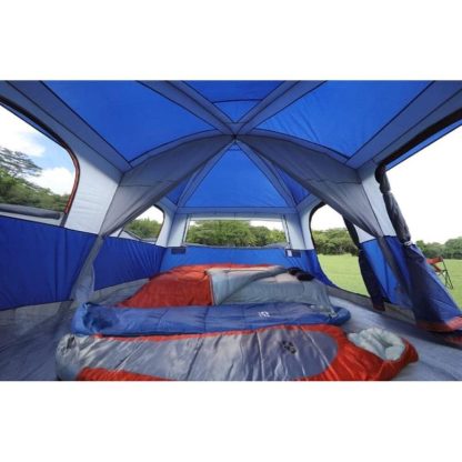 Outdoor Play |  Blue 12-Person Portable 2/3 Room Double Layer Camping Tents with 6 Large Mesh Windows & Divided Curtain Outdoor Play Blue