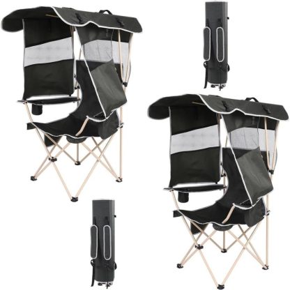 Outdoor Play |  Camping Chair, Beach Chair with Canopy, Folding Camping Chair with Shade, with Cooler and Cup Holder Outdoor Play Outdoor Play