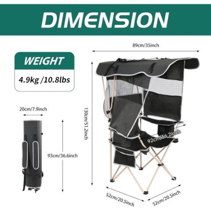 Outdoor Play |  Camping Chair, Beach Chair with Canopy, Folding Camping Chair with Shade, with Cooler and Cup Holder Outdoor Play Outdoor Play