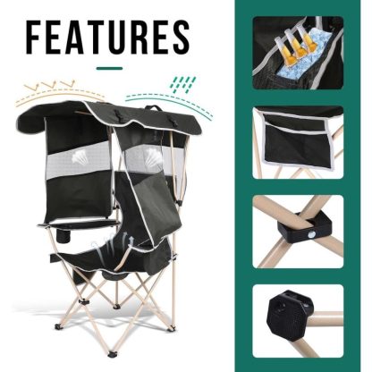 Outdoor Play |  Camping Chair, Beach Chair with Canopy, Folding Camping Chair with Shade, with Cooler and Cup Holder Outdoor Play Outdoor Play